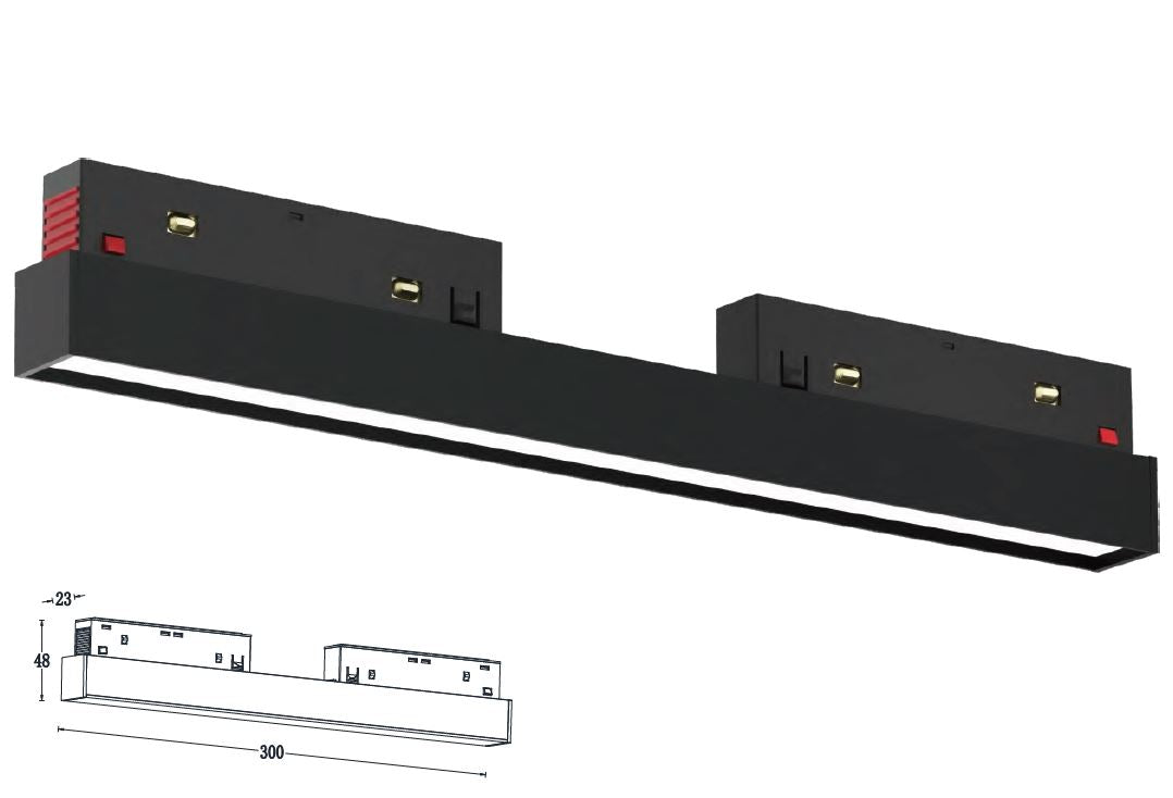 LED magnetic rail line light 20W, 2700K, white or black