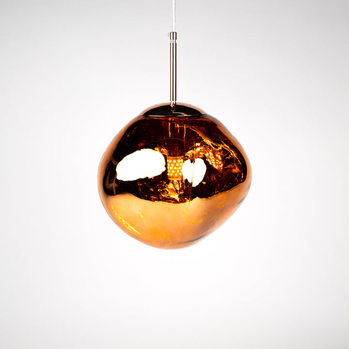LED glass pendant light "Flame", 5W, copper/gold
