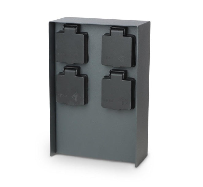 Outdoor socket column, anthracite, IP44, 4x Schuko 