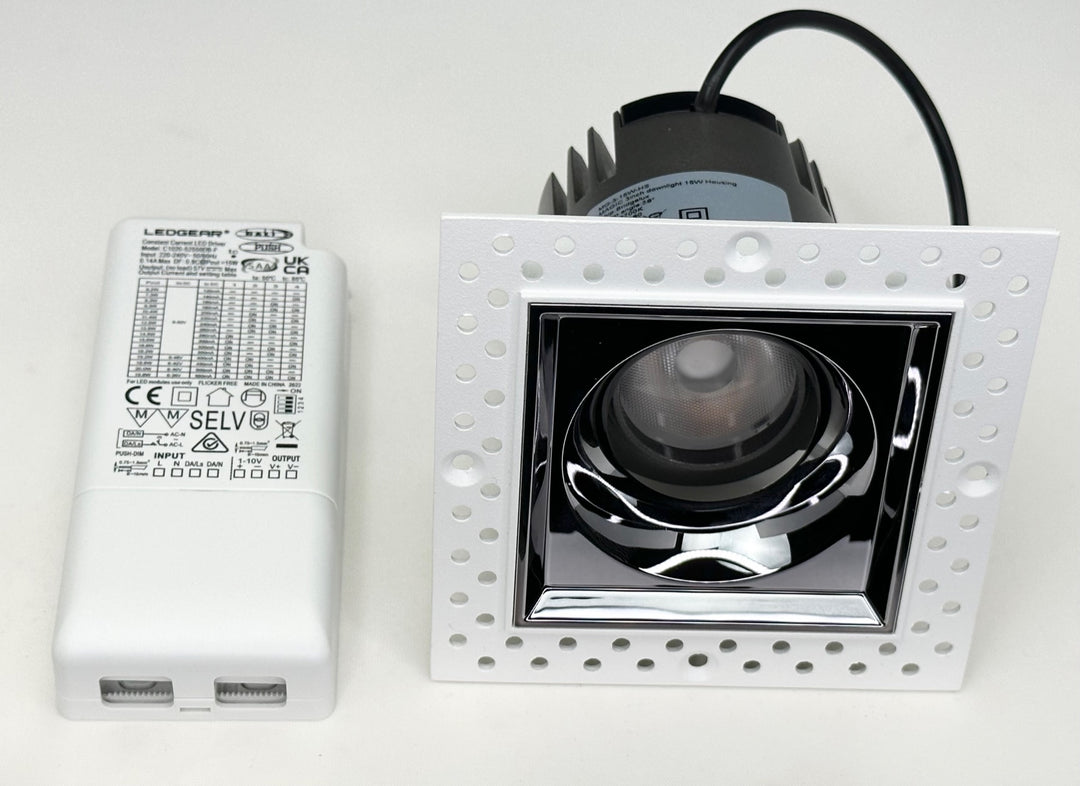 LED Einbaustrahler eckig ohne Rahmen "Core", 15W, 2700K, CRI>90, IP20