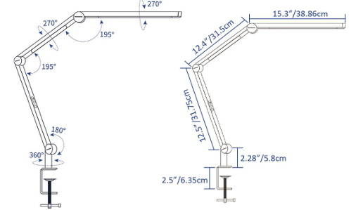 LED Schreibtischleuchte 24W, 3000-6500K, schwarz, DIM, CCT