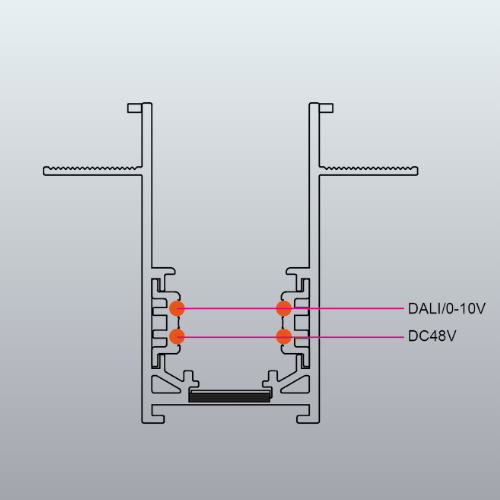 48V Schiene "Magneto", Einbau Tief 2M, Schwarz oder Weiß
